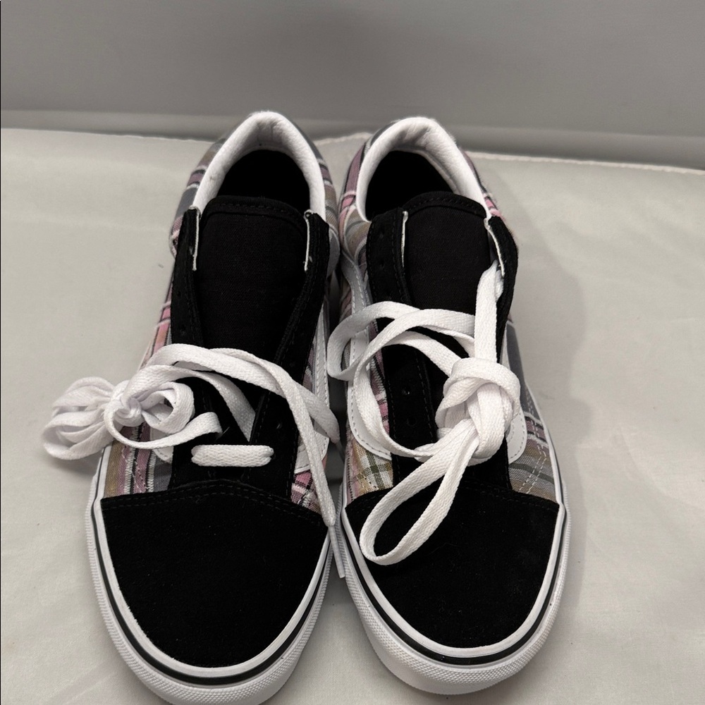 Vans Black and Multicolor Plaid Sneakers - Picture 5 of 6